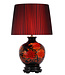 Oriental Table Lamp Porcelain Black with Red Flowers Large W48xD48xH80cm