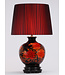Oriental Table Lamp Porcelain Black with Red Flowers Large W48xD48xH80cm