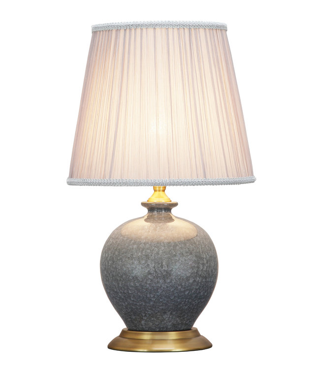 Lampada da Tavolo Cinese in Porcellana con Paralume Grigio L25xP25xA53cm