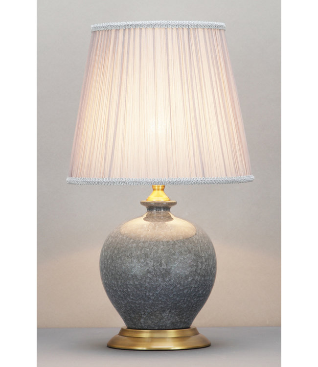 Lampada da Tavolo Cinese in Porcellana con Paralume Grigio L25xP25xA53cm