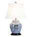 Lámpara de Mesa de Porcelana China con Pantalla Doble Suerte An38xP38xAl58cm