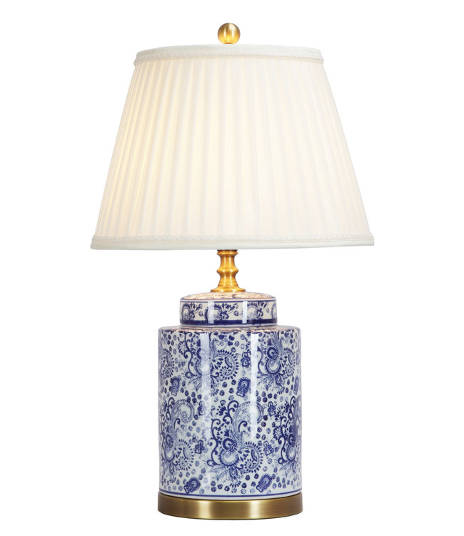 Chinese Table Lamp Porcelain with Lampshade Art