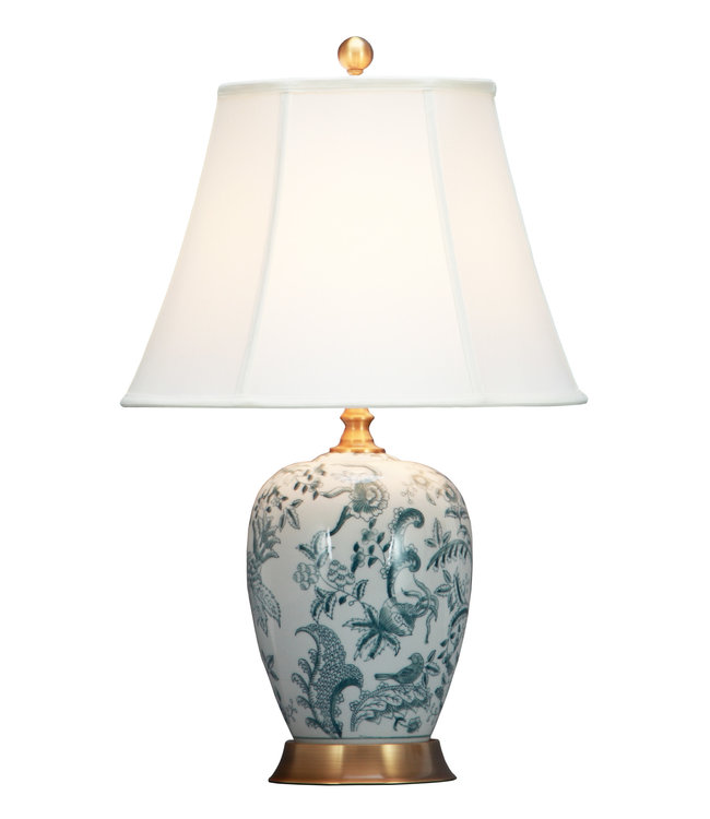 Lampada da Tavolo Cinese Bianco Arte Botanica D41xA66cm