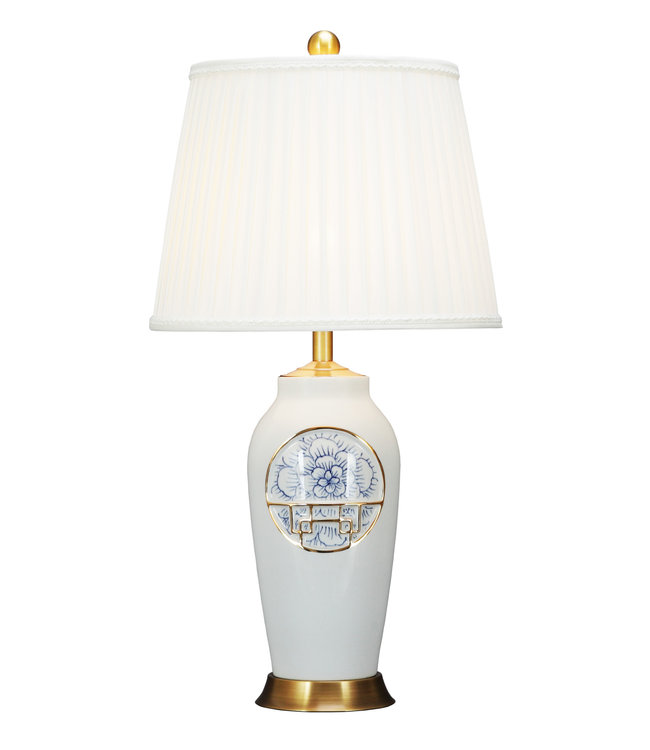 Lampe de Table en Porcelaine Chinoise Contemporaine Lotus D.42xH81cm