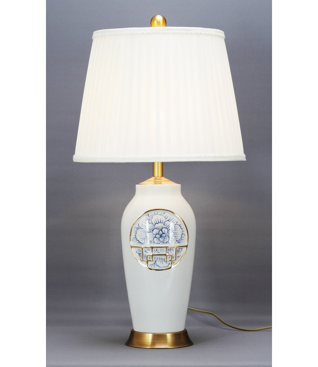 Lampe de Table en Porcelaine Chinoise Contemporaine Lotus D.42xH81cm