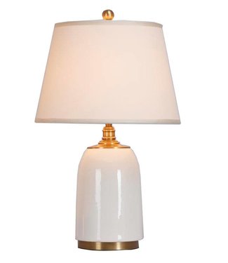 Fine Asianliving Chinese Table Lamp Porcelain with Lampshade Contemporary White W38xD38xH62cm