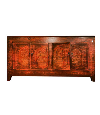 Fine Asianliving Antikes Chinesisches Sideboard Kommode Handbemalt Rot B153xT45xH79cm