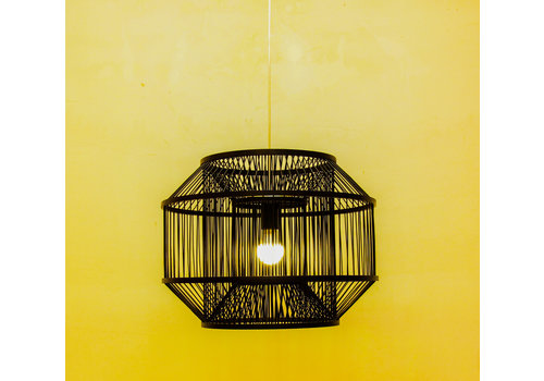 Fine Asianliving Bamboo Pendant Lamp Black Ceiling Lighting Handmade - Carlson D50xH35cm