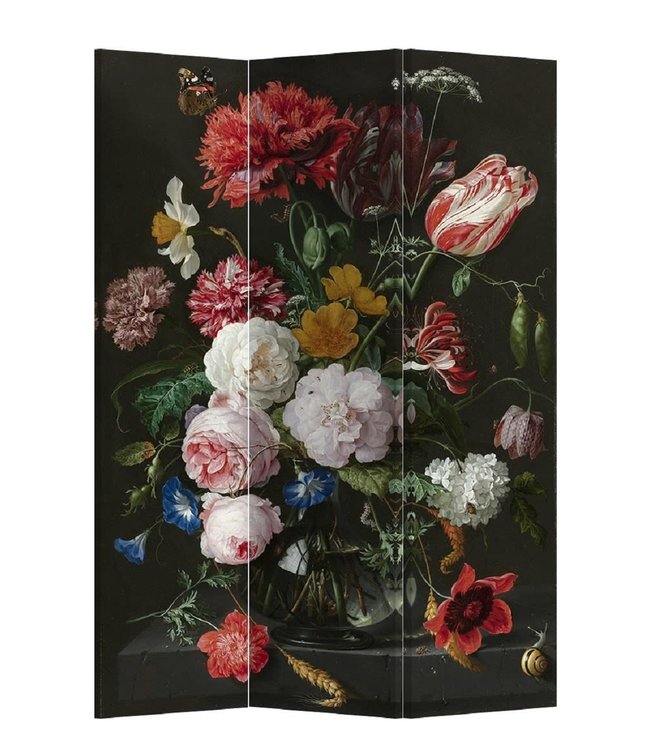 Biombo Separador de Lienzo A120xA180cm 3 Paneles Jan Davidsz. de Heem Naturaleza Muerta