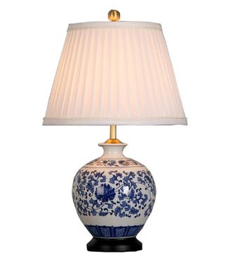 Fine Asianliving Chinese Table Lamp Porcelain with Lampshade Blue and White Hand-painted