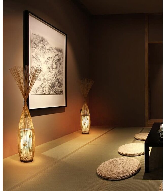 Lampada da Terra Orientale in Bambù Fatta a Mano - Demi