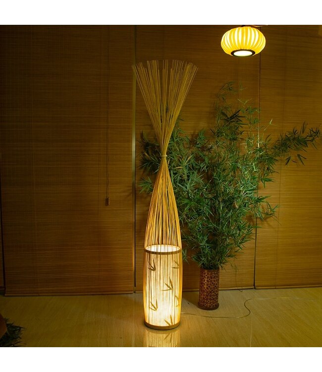 Bamboe Vloerlamp Handgevlochten - Demi