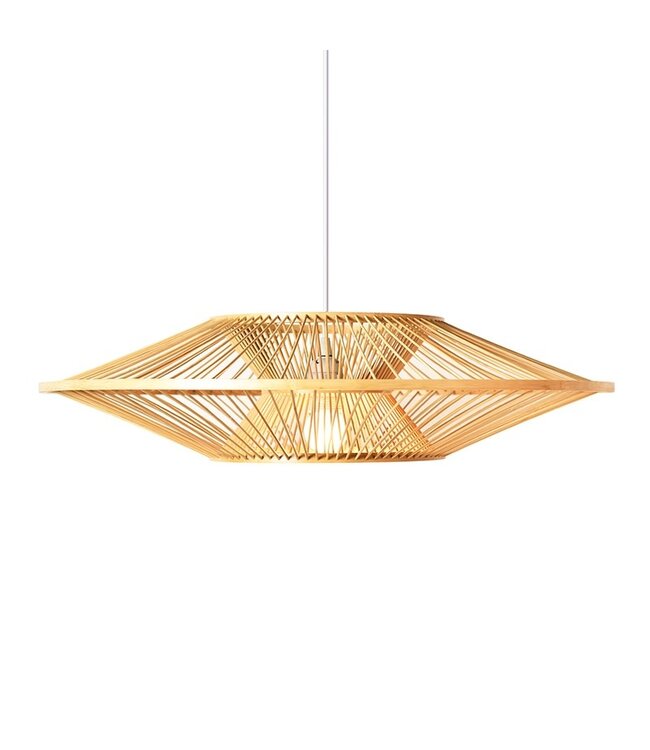 Bamboo Lampshade Pendant Light Handmade - Scarlet D60xH18cm