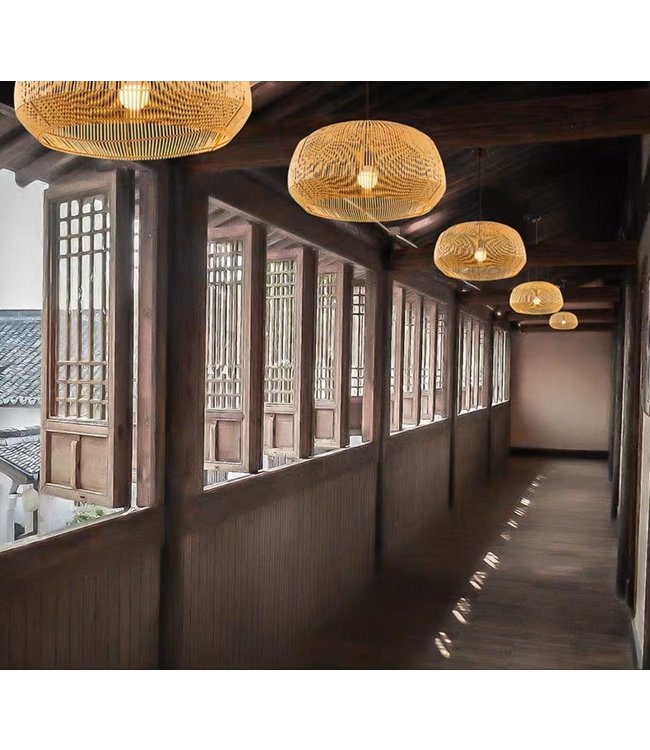 Bamboo Lampshade Pendant Light Handmade - Amanda D63xH35cm