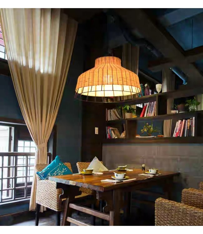 Bamboo Lampshade Pendant Light Handmade - Trinity D40xH28cm