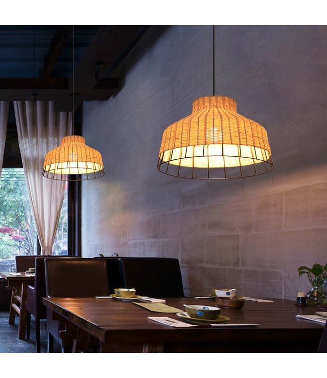 Bamboo Lampshade Pendant Light Handmade - Trinity D40xH28cm