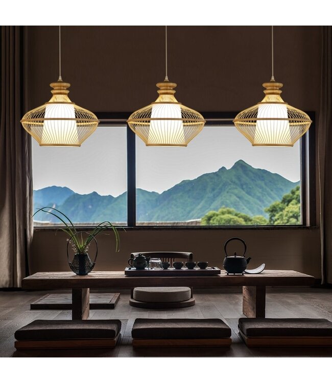 Bamboo Lampshade Pendant Light Handmade - Ophelia D46xH40cm