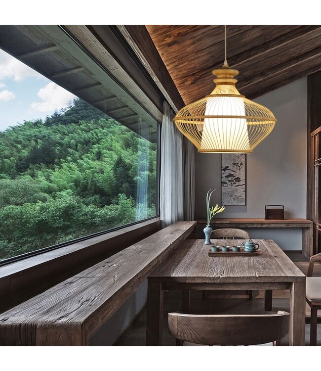 Bamboo Lampshade Pendant Light Handmade - Ophelia D46xH40cm