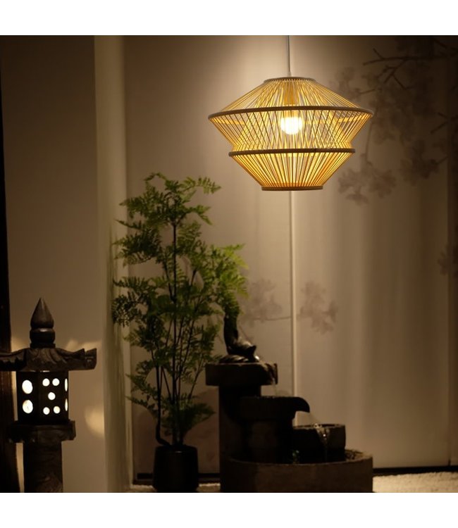 Bamboo Lampshade Pendant Light Handmade - Oceana D46xH31cm