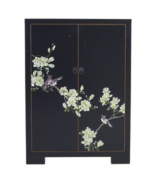 Fine Asianliving PREORDER WEEK 19 Armoire Chinoise Noir Fleurs Peint à la Main L80xP35xH99cm