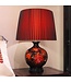 Lampe de Table en Porcelaine Chinoise Noire avec Fleurs Rouges Petit L43xP43xH62cm