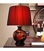 Lampe de Table en Porcelaine Chinoise Noire avec Fleurs Rouges Petit L43xP43xH62cm