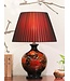 Lampe de Table en Porcelaine Chinoise Noire avec Fleurs Rouges Petit L43xP43xH62cm