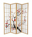 Paravent Japonais L180xH180cm 4 panneaux Shoji Papier de Riz Naturel - Cerisier en Fleurs