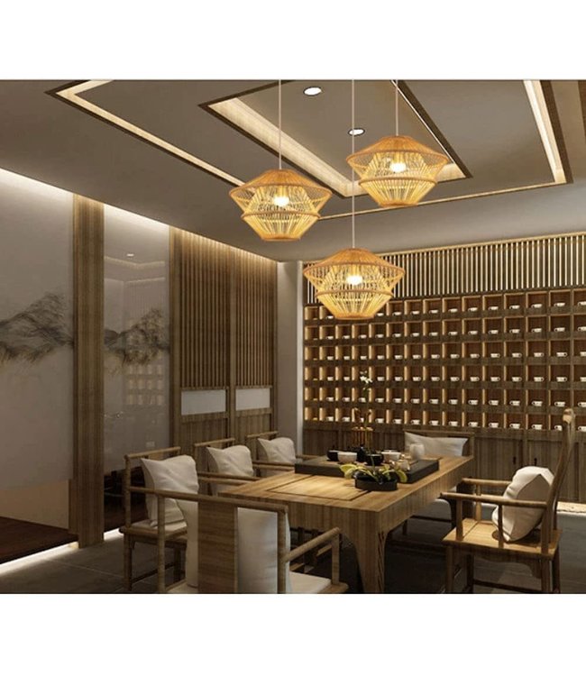 Bamboo Lampshade Pendant Light Handmade - Oceana D46xH31cm