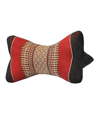 Fine Asianliving Almohada para cuello Tailandés Rojo Meditación 18x32cm