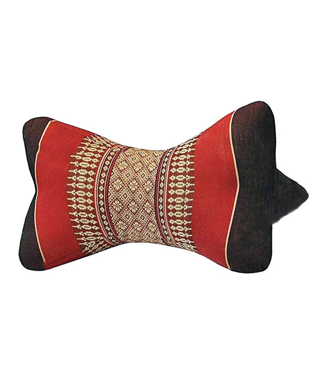 Coussin de cou Méditation Thai Rouge 18x32cm