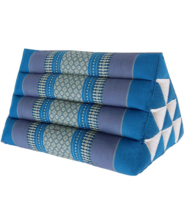 Thai Triangle Cushion Reading Pillow Backrest TV Meditation Cushion 50x30cm Blue