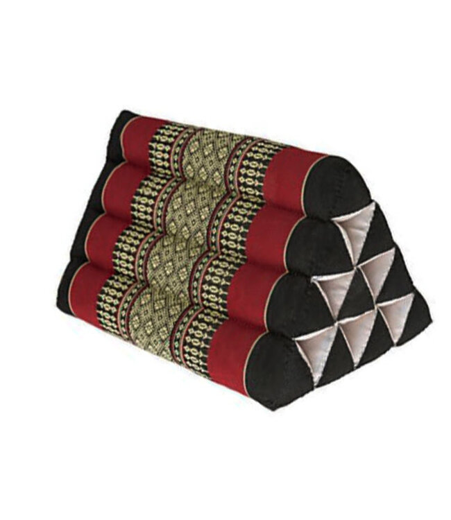 Thai Triangle Cushion Reading Pillow Backrest TV Meditation Cushion 50x30cm Black Red