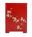 Armoire Chinoise Rouge Fleurs Peintes À La Main L80xP35xH99cm