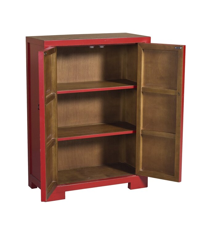 Chinesisches Schrank Rote Handbemalte Blüten B80xT35xH99cm