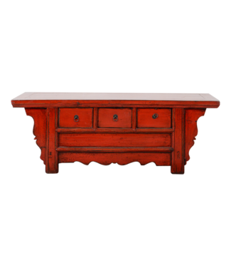 Fine Asianliving Antique Chinese TV Cabinet Red Glossy W110xD39xH40cm