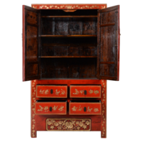 Antique Chinese Wedding Cabinet Red Gold Handpainted W107xD50xH186cm