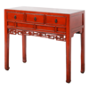 Fine Asianliving Table Console Antique Chinoise Rouge Brillant Sculpté à la Main L98xP46xH85cm