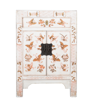 Fine Asianliving Armadio Cinese Bianco Farfalle Dipinti a Mano L58xP37xA85cm