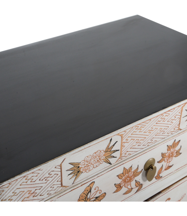 Chinese Kast Wit Handgeschilderd Vlinders B58xD37xH85cm