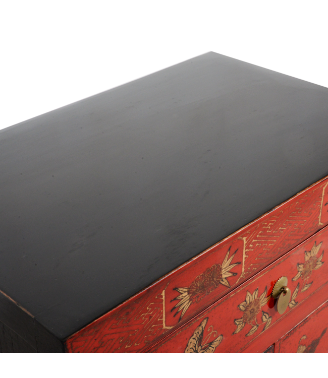 Chinese Cabinet Red Handpainted Butterflies W58xD37xH85cm
