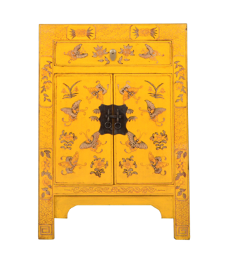 Fine Asianliving Armario Chino Amarillo Mariposas Pintadas a Mano An58xP37xAlt85cm