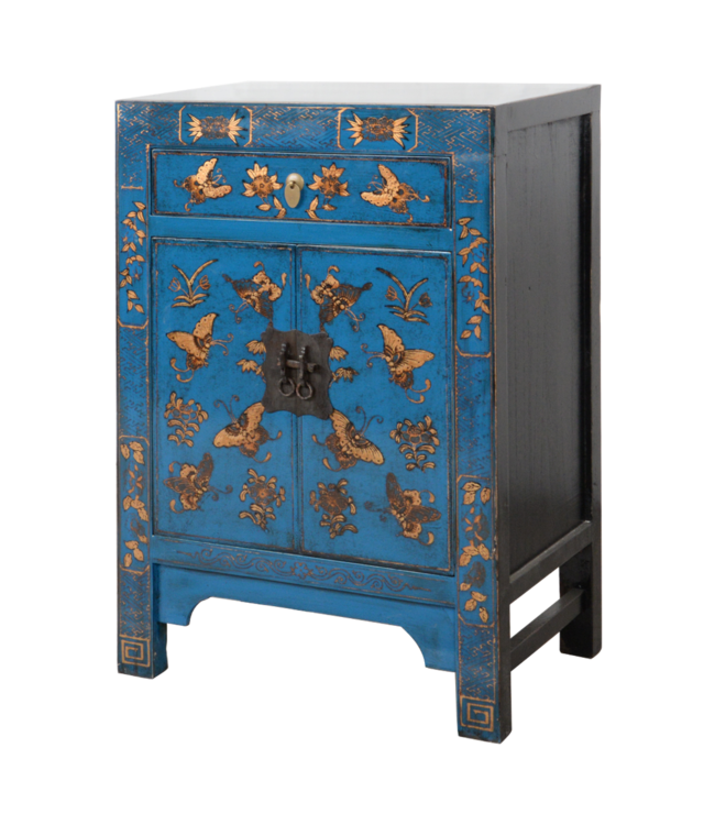 Chinese Cabinet Blue Handpainted Butterflies W58xD37xH85cm
