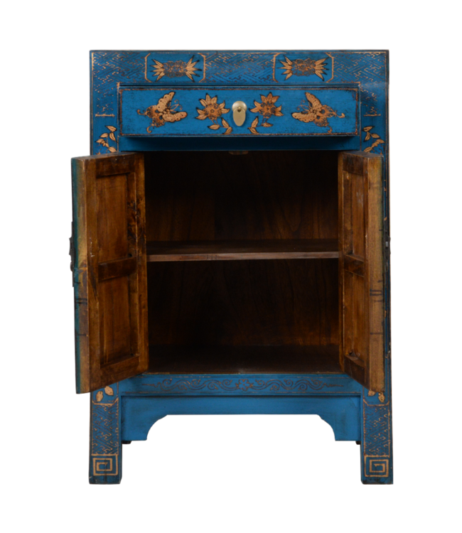Armadio Cinese Blu Farfalle Dipinte a Mano L58xP37xA85cm