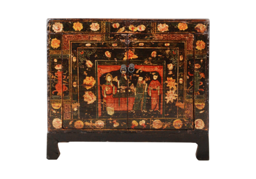 Fine Asianliving Antieke Chinese Kast Handgeschilderd B88xD38xH77cm