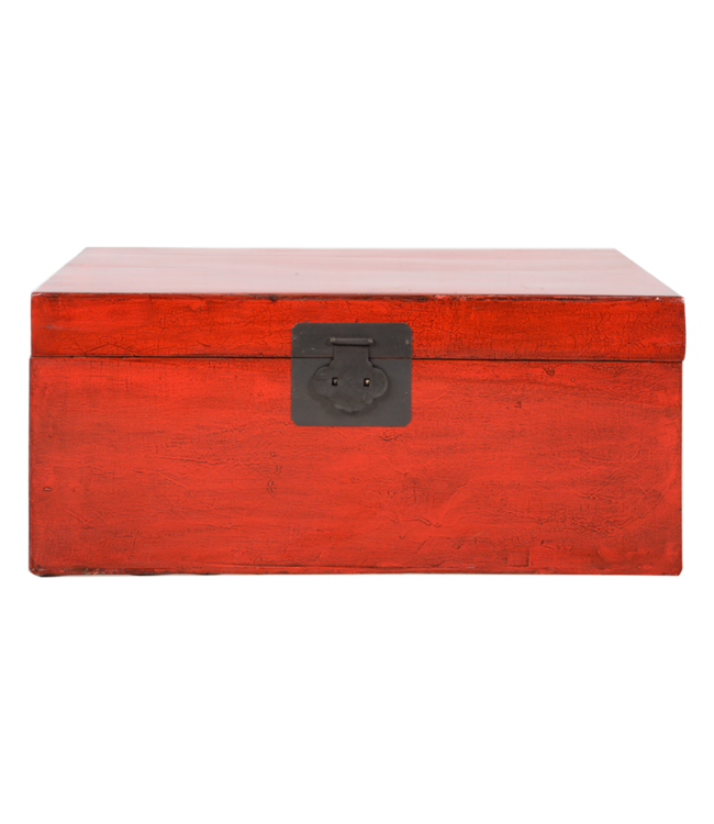 Coffre Chinois Antique Rouge Brillant L92xP53xH41cm