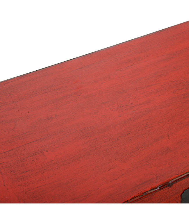 Antieke Chinese Kist Rood Glossy B92xD53xH41cm