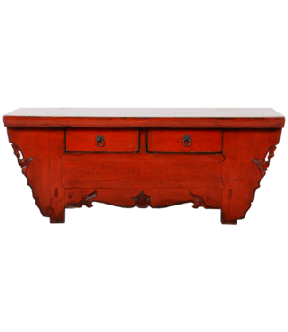 Fine Asianliving Meuble TV Chinois Ancien Rouge Brillant L107xP44xH42cm