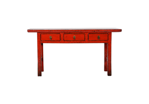 Fine Asianliving Table Console Antique Chinoise Rouge Brillant L165xP40xH84cm
