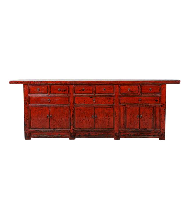 Antikes Chinesisches Sideboard Kommode Rot B255xT47xH93cm